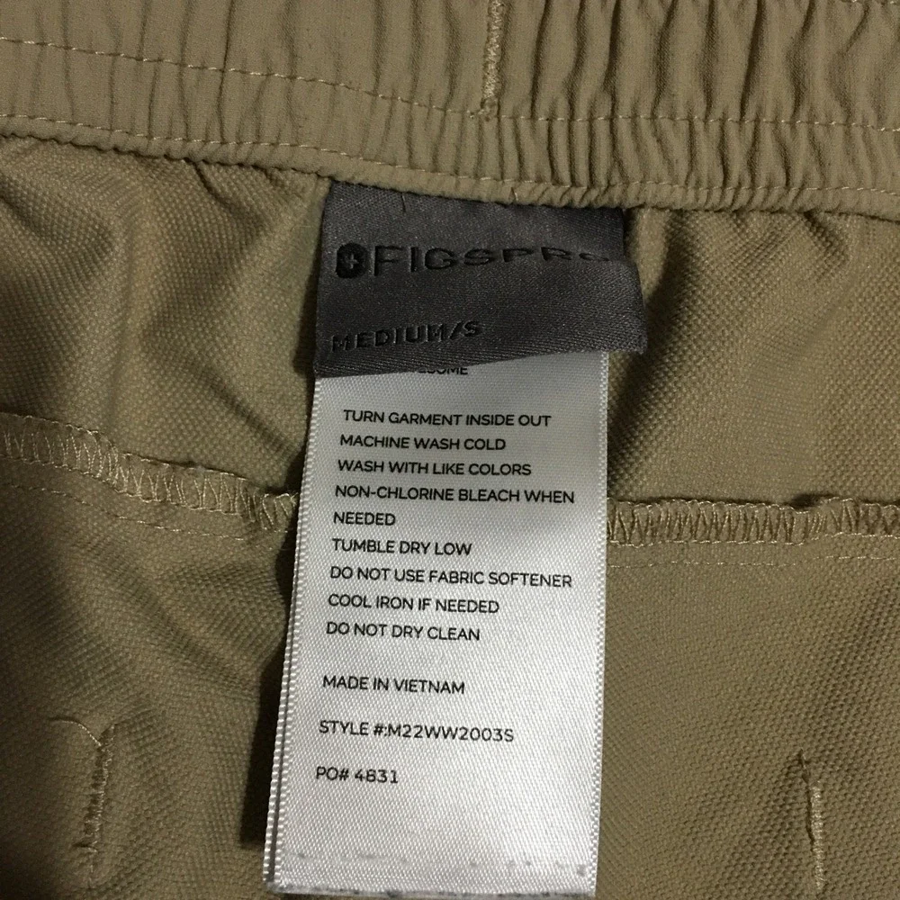 Figs Pro Technical Scrub Pants Mens Medium Short Tan Drawstring